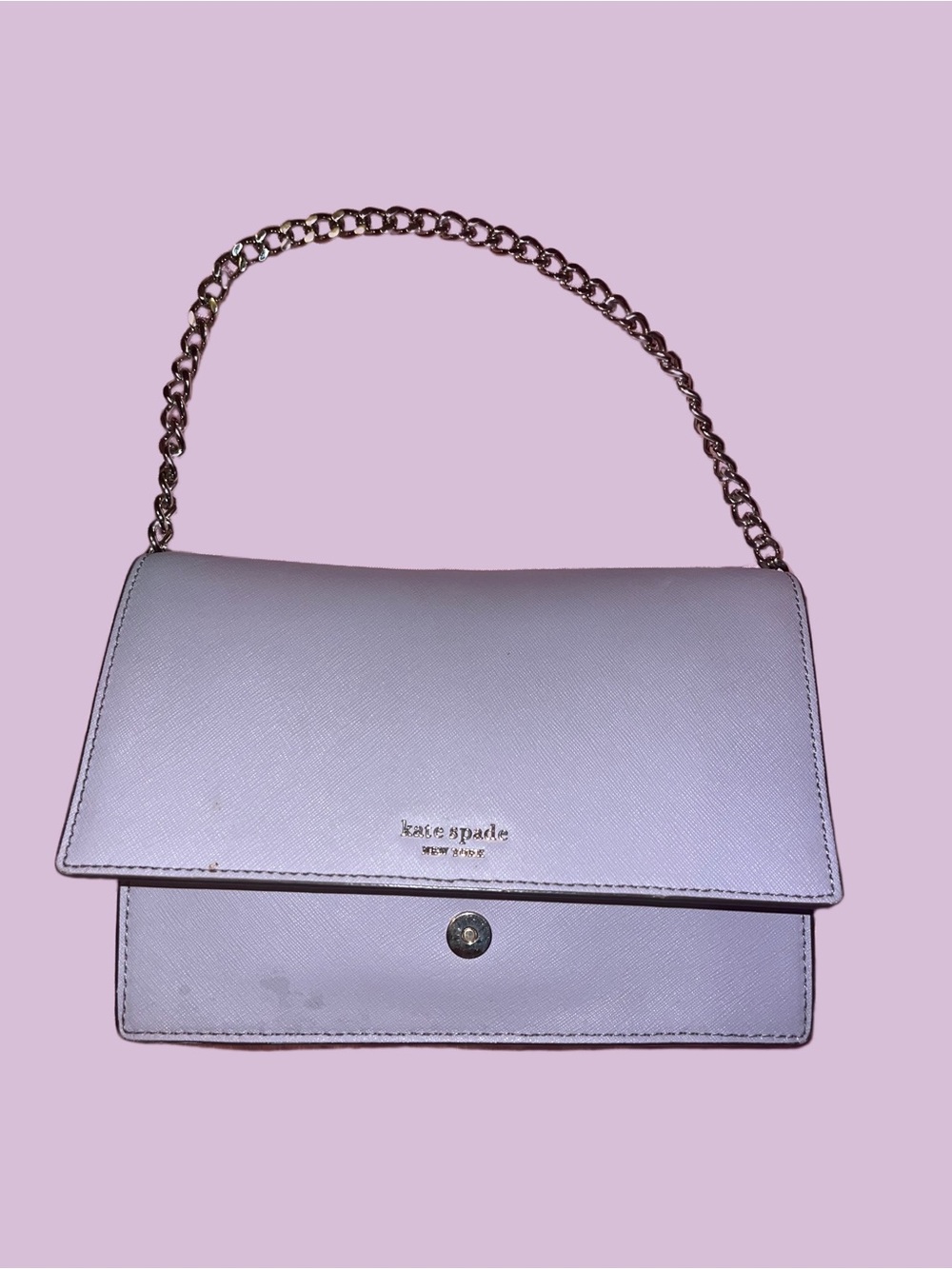 kate spade Lilac Leather Shoulder Bag with Gold Chain